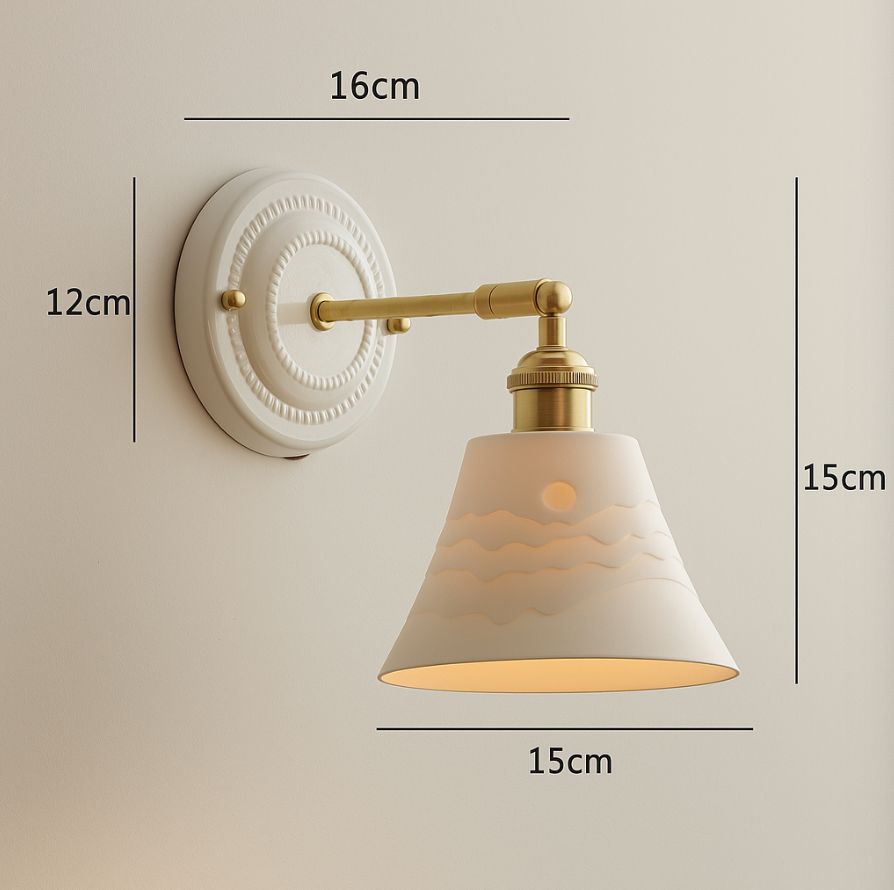 Moktan Sabai Vintage Japanese Ceramic Brass Wall Light E27 Hardwired