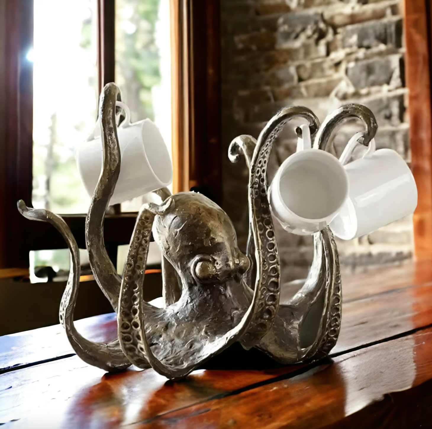 Moktan Sabai Octopus Mug Holder Stand Nautical Coffee Cup Rack Holds 8 Mugs