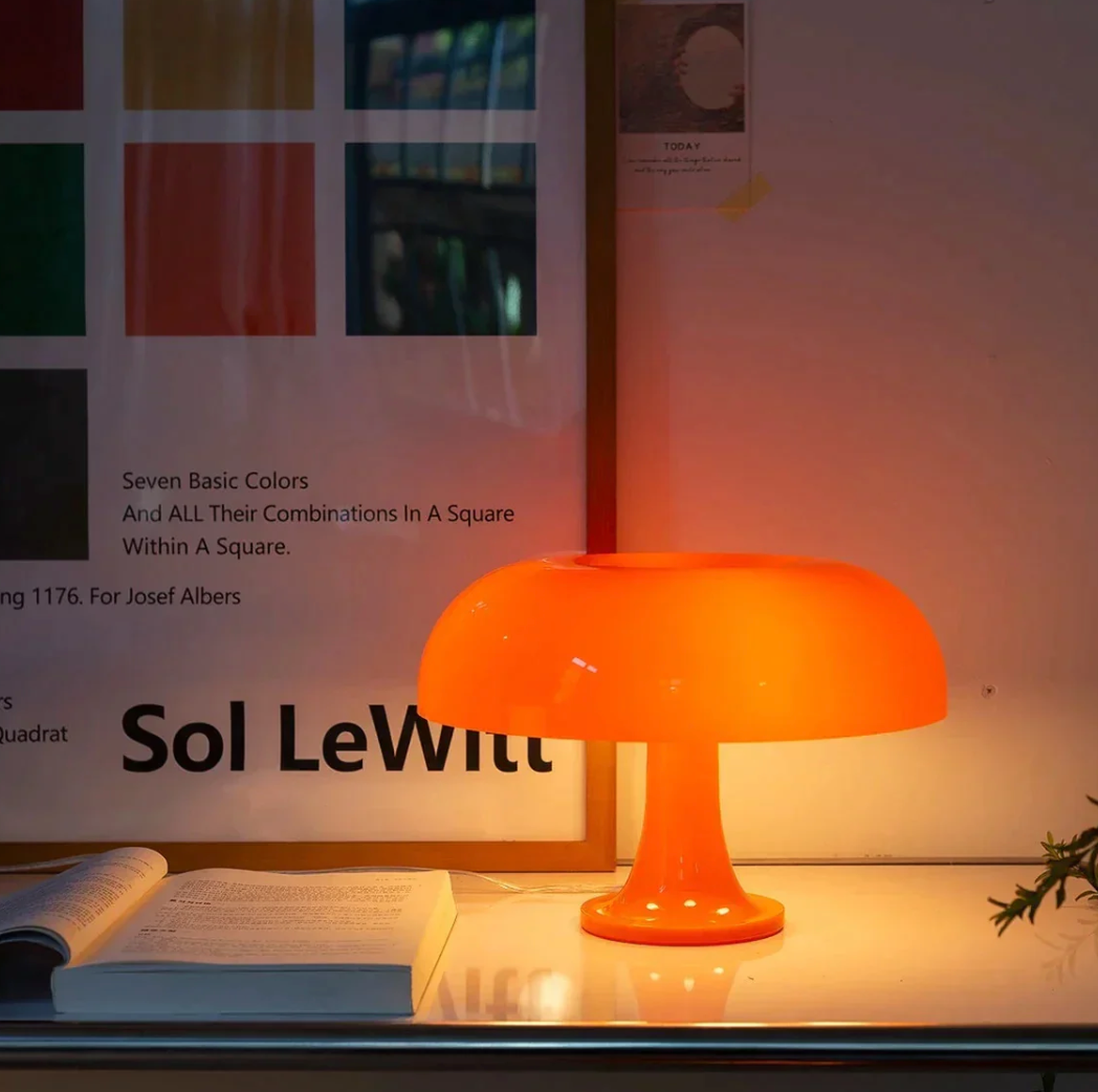 Moktan Sabai Nordic Mushroom Table Lamp | Modern Ambient Night Light for Cozy Home Décor Orange
