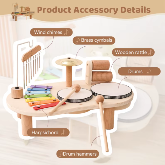 Moktan Sabai Montessori Baby Music Table Wooden Xylophone Educational Toy Gift