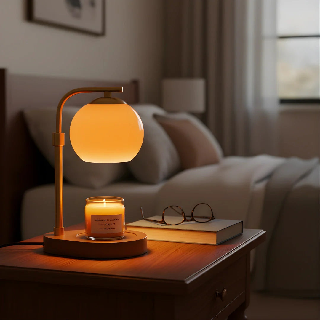 Moktan Sabai Glass Candle Warmer Lamp with Sculpted Design | Flameless Scent Heating
