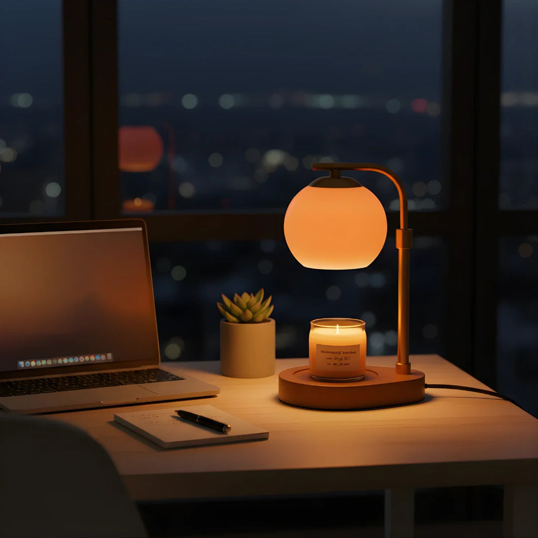 Moktan Sabai Glass Candle Warmer Lamp with Sculpted Design | Flameless Scent Heating