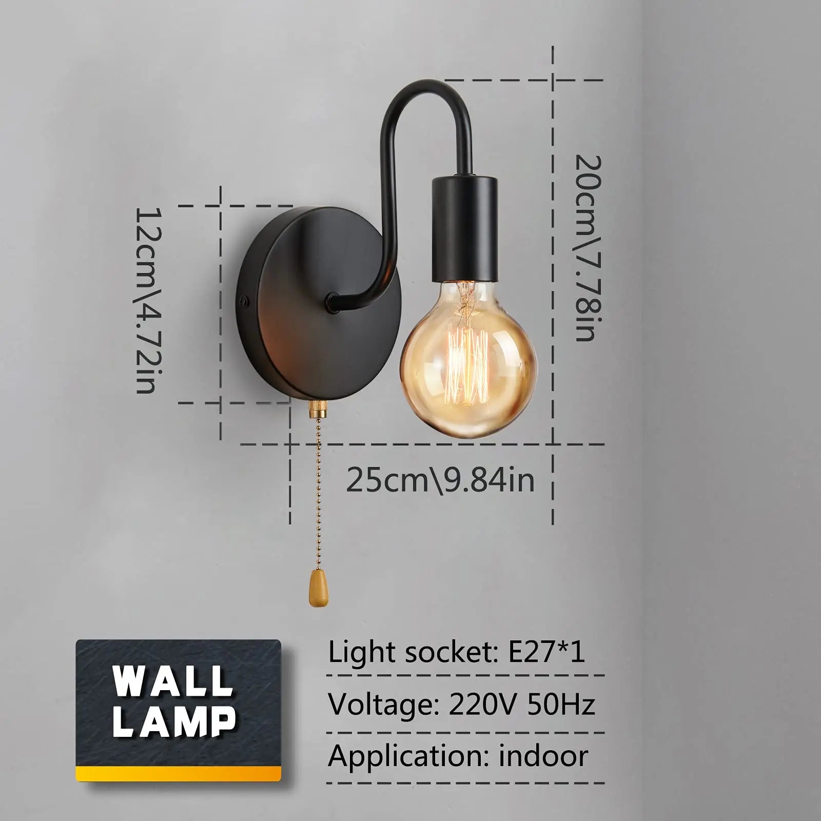 Moktan Sabai Industrial Black Wall Sconce – Nordic E27 Iron Lamp for Bedroom & Bathroom Decor