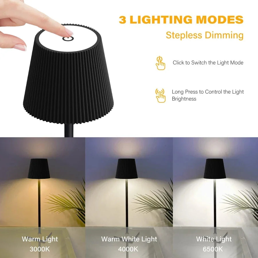 Moktan Sabai LumiGrid | Modern Stripe LED Table Lamp with Touch Dimming | Metal USB Desk Light for Decor