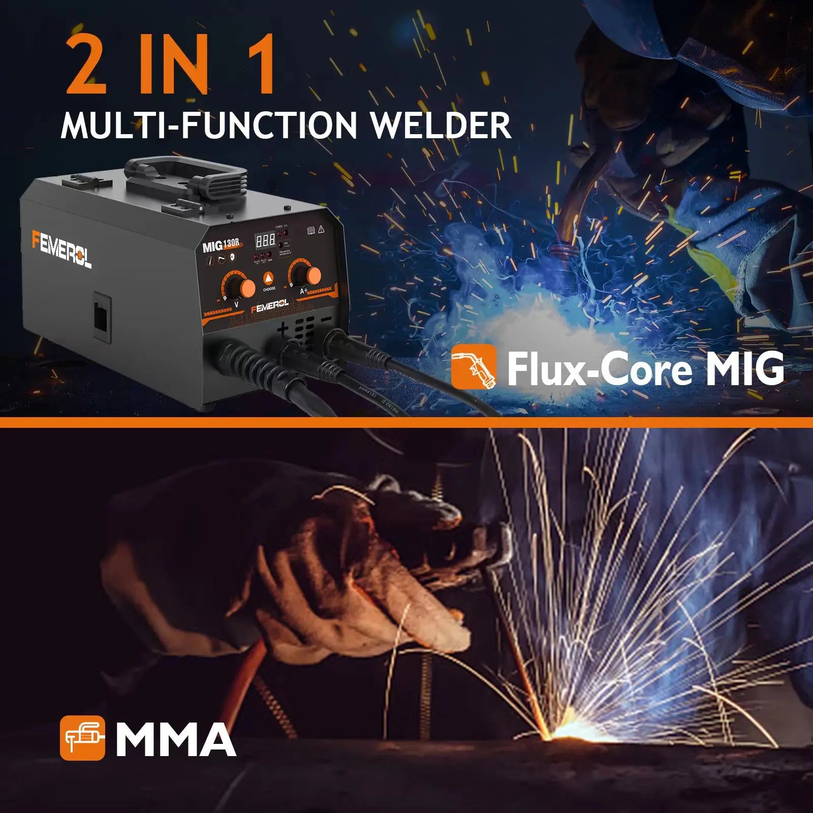 Moktan Sabai 2-in-1 MIG Welder 130A Gasless Flux Core ARC IGBT Welding Machine for Home DIY