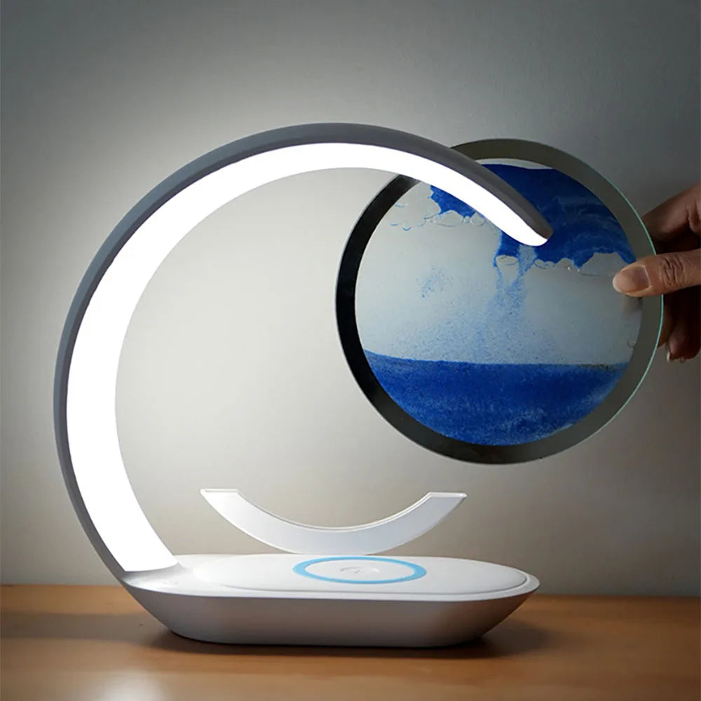 Moktan Sabai Quicksand Table Lamp USB Wireless Charging 3D Hourglass Desk Night Light