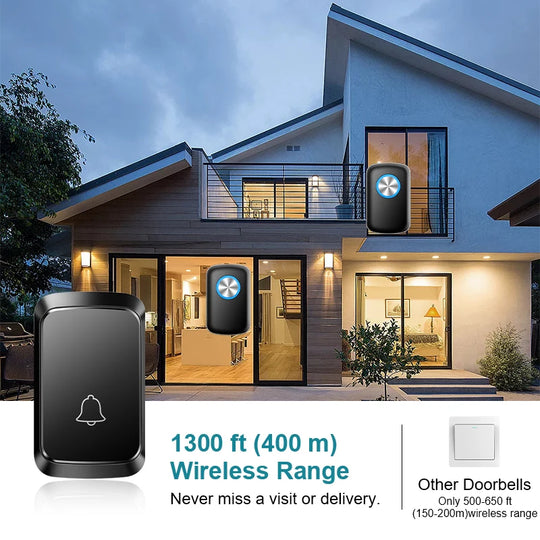 Moktan Sabai Wireless Smart Doorbell 300M Range Plug In 60 Melodies LED Light Volume Control