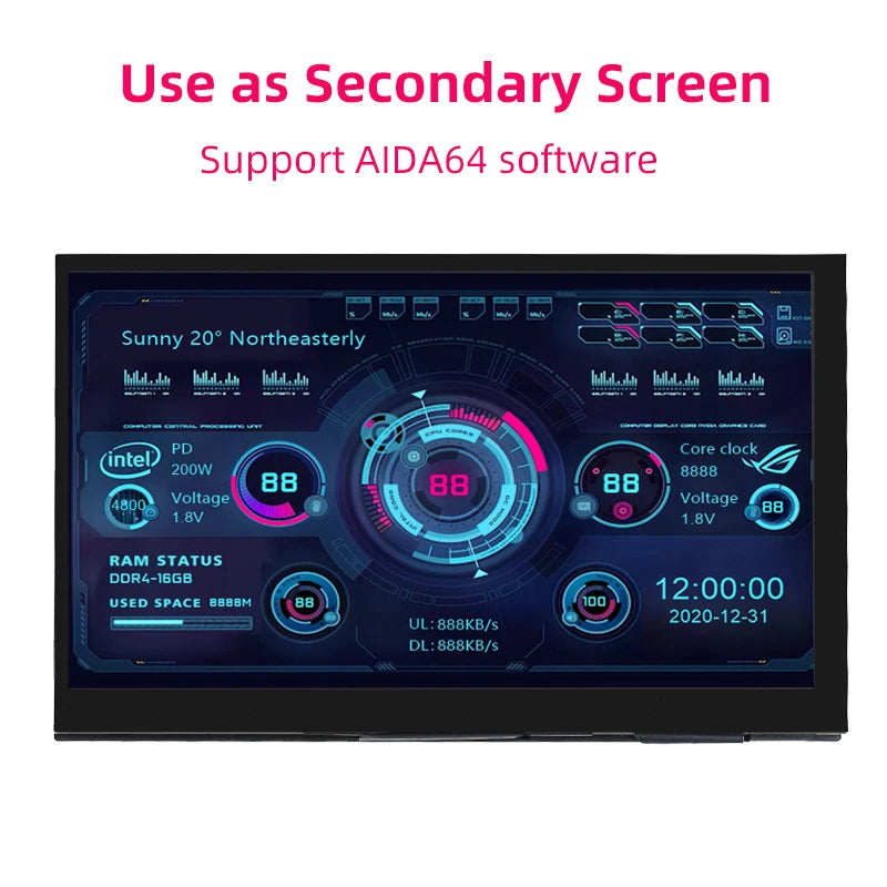 Moktan Sabai 7" Portable Touch Screen Monitor IPS LCD 1024x600 for Raspberry Pi PC Laptop