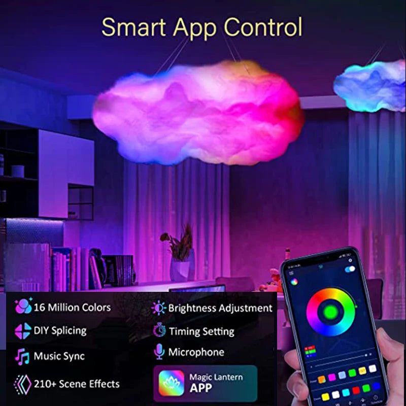 Moktan Sabai 3D Cloud LED Lamp Multicolor Bedroom Light Music Sync Thunder Clouds Smart USB