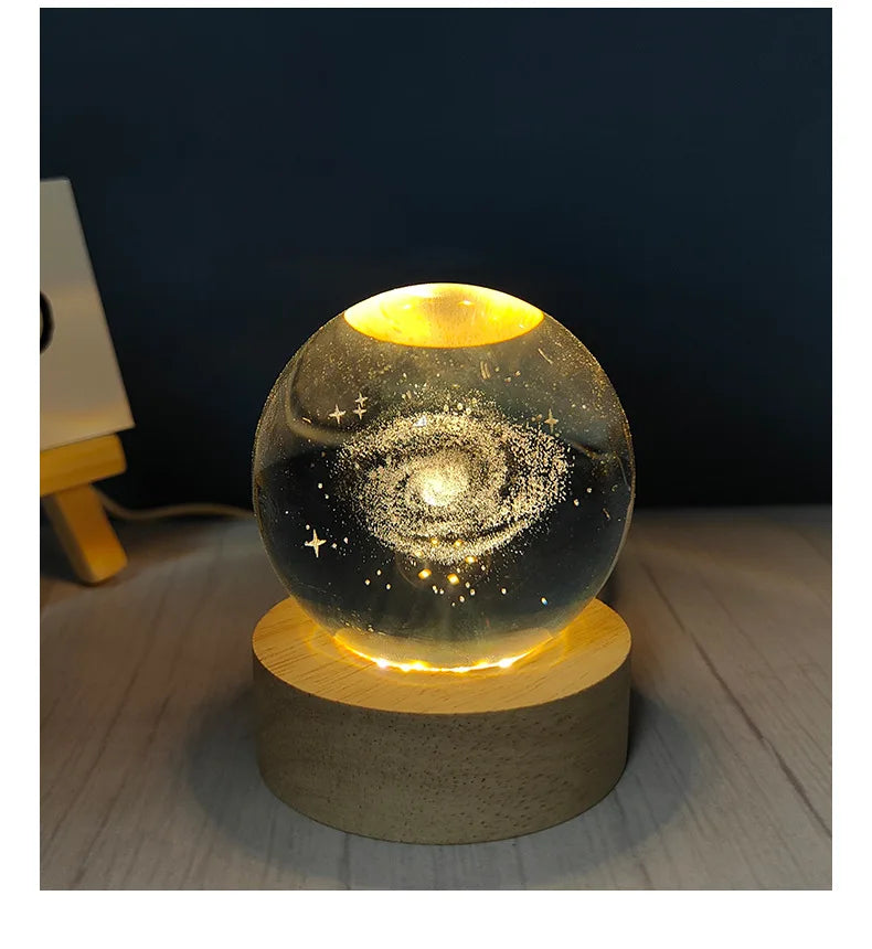 Moktan Sabai Crystal Ball Night Light USB Laser Engraved LED Lamp Gift for Bedroom Decor