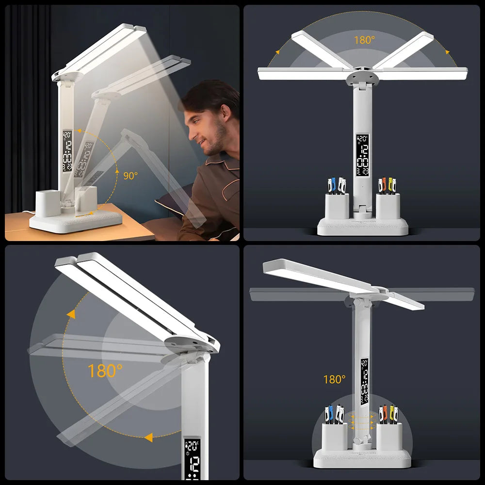 Moktan Sabai LED Eye Protection Desk Lamp Double Head Rechargeable Dimmable Light for Study