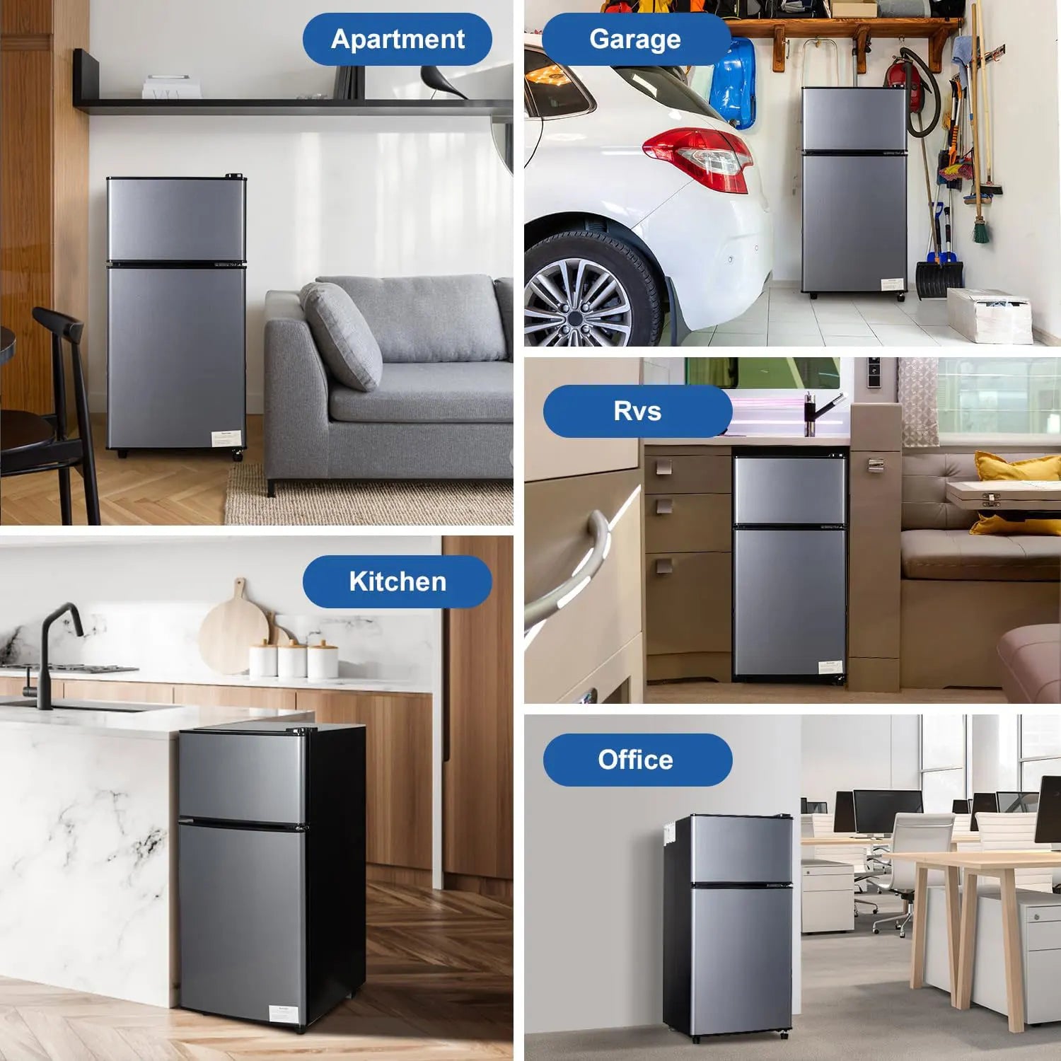 Moktan Sabai 2.9 Cu.Ft Mini Fridge with Freezer Small Energy-Saving Double Door Refrigerator
