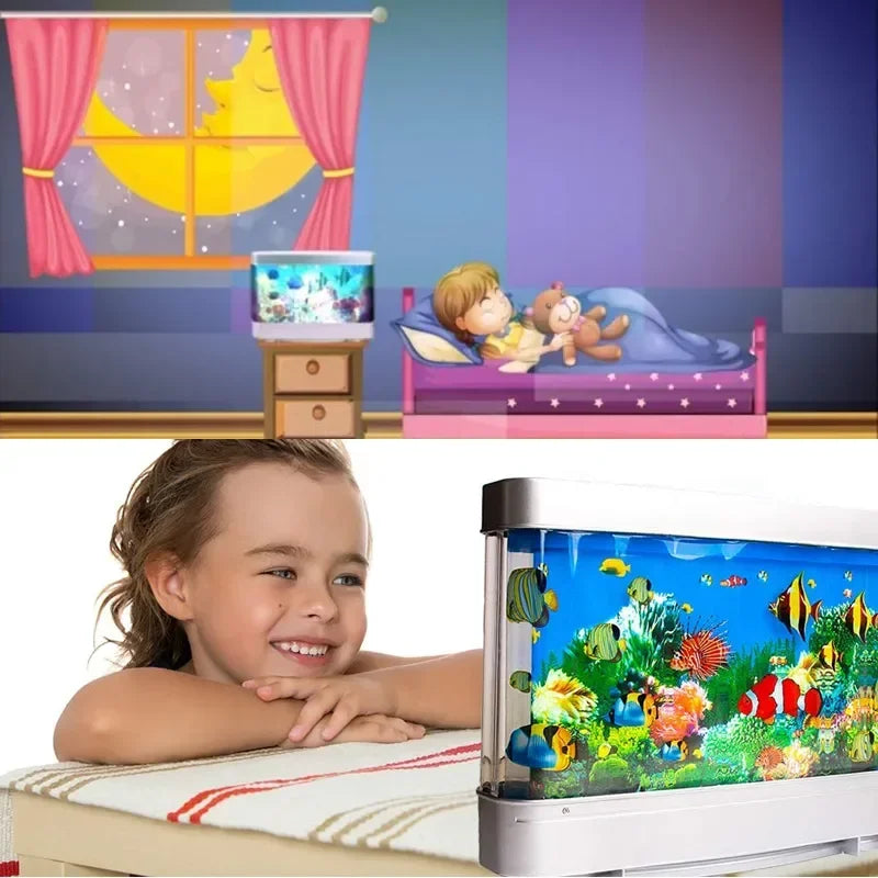 Moktan Sabai Tropical Fish Tank Lamp Virtual Aquarium LED Night Light Kids Room Gift