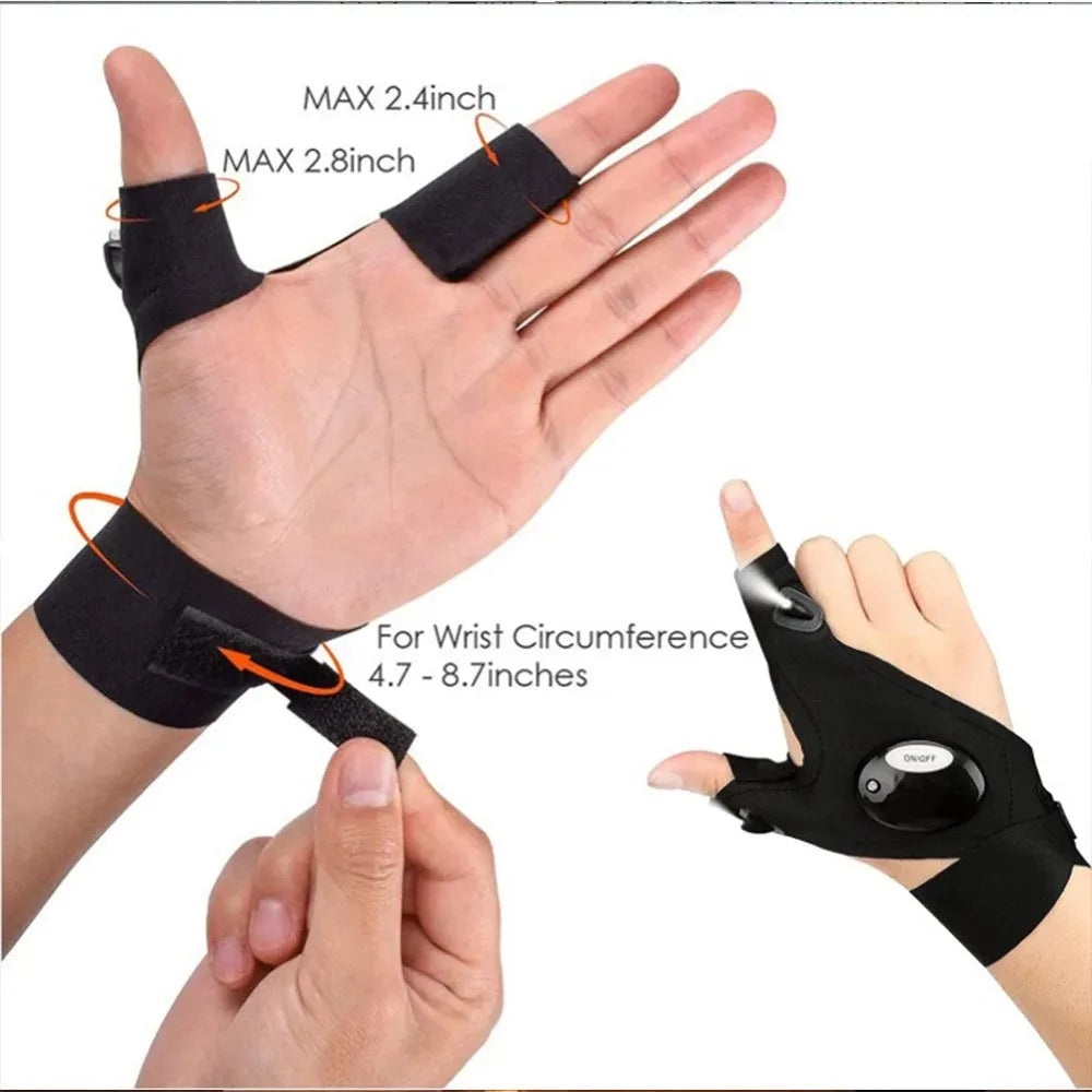 Moktan Sabai LED Cycling Gloves – Fingerless Gloves with Lights for Fishing, Outdoor & Sports