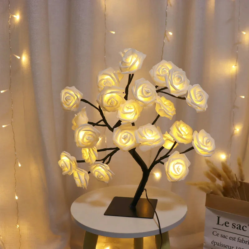 Moktan Sabai 108LED Rose String Table Lamp | USB Powered Romantic Night Light for Party Decor White light