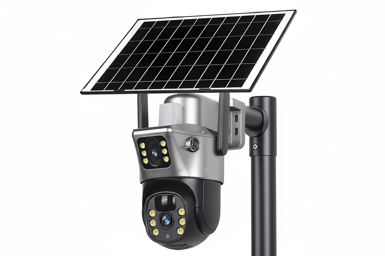 4G WiFi Solar Security Camera Dual Lens 8MP 4K PIR Night Vision Outdoor CCTV