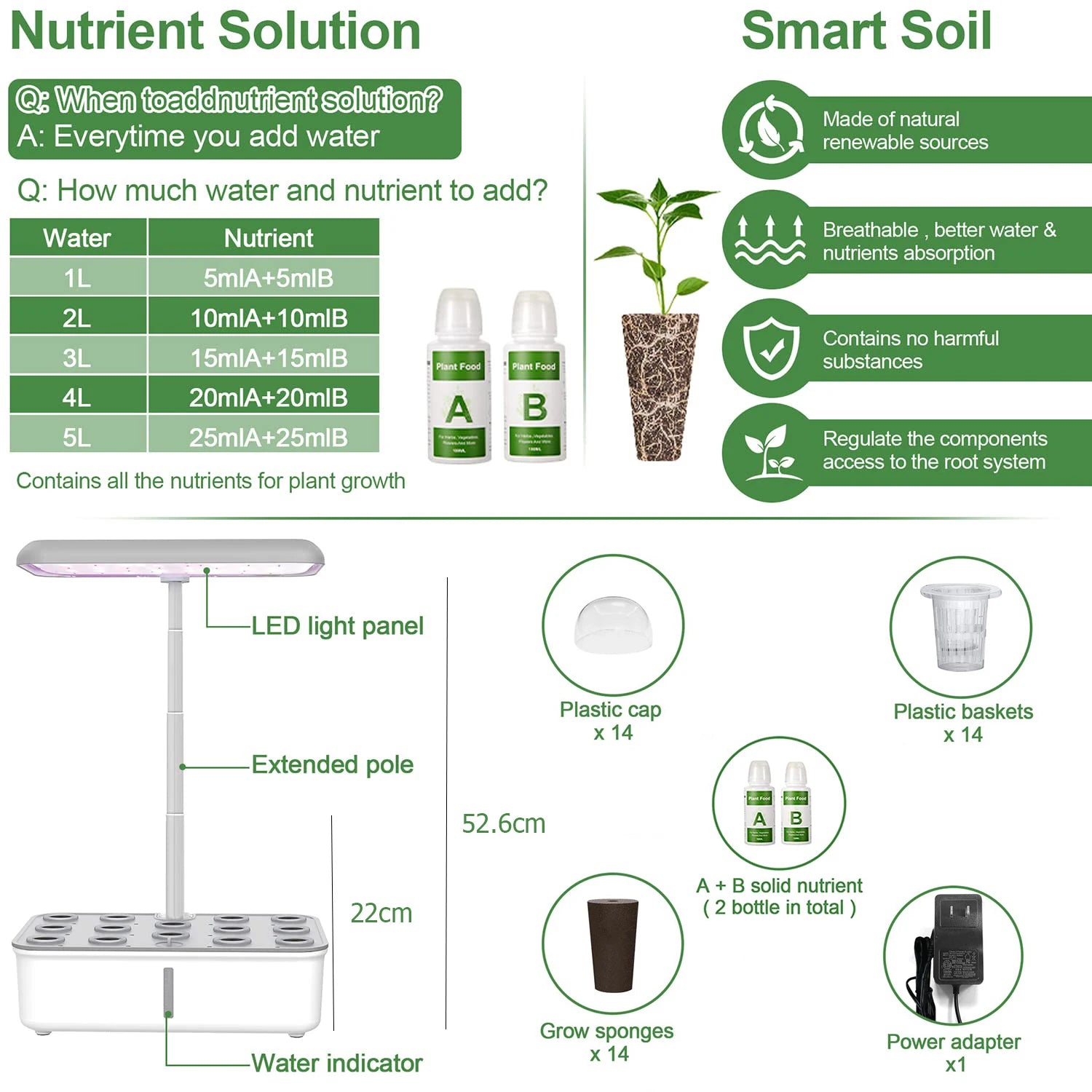Moktan Sabai Smart WiFi Hydroponic Growing System Indoor Herb Garden LED Grow Light