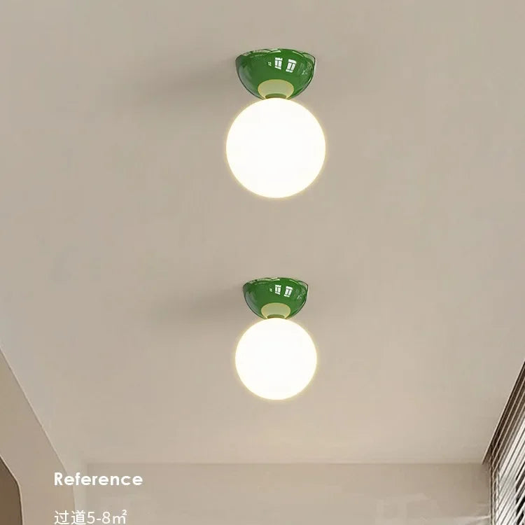 Moktan Sabai Bauhaus Dome Ceiling Light Cream Flush Mount Lamp for Hallway Balcony Entryway
