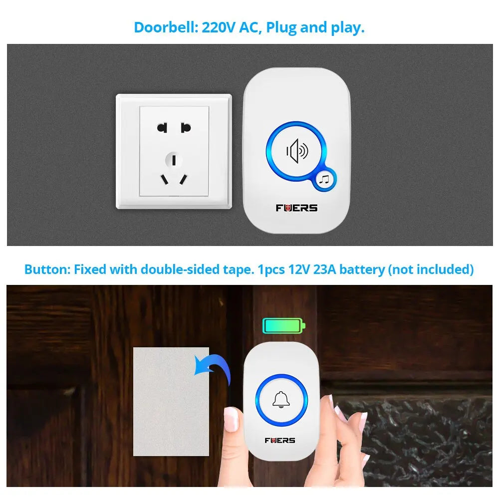 Moktan Sabai Wireless Waterproof Doorbell Welcome Chime 32 Songs Battery Operated