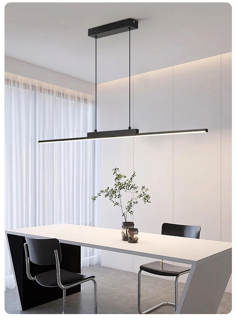 Moktan Sabai Modern Long Pendant Light – Minimalist Dining Room Chandelier for Kitchen & Living
