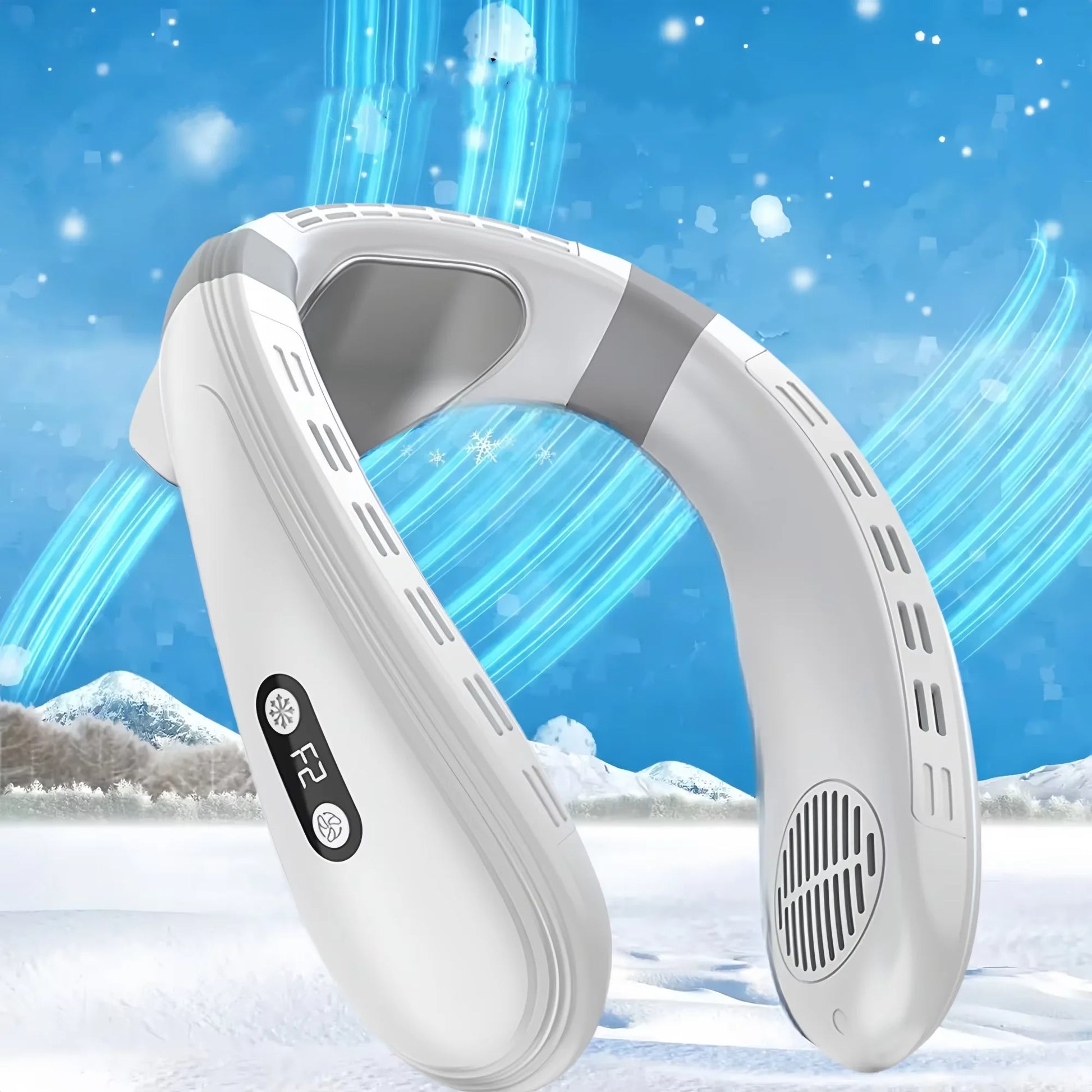 Moktan Sabai Cooling Neck Fan | Portable Neck Air Conditioner with 3-Speed Settings | Lightweight Design for Instant Heat Relief White