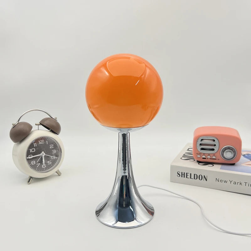 Moktan Sabai Glass Round Table Lamp Home Bedroom Desk Night Light Atmosphere Bedside Lamp Orange