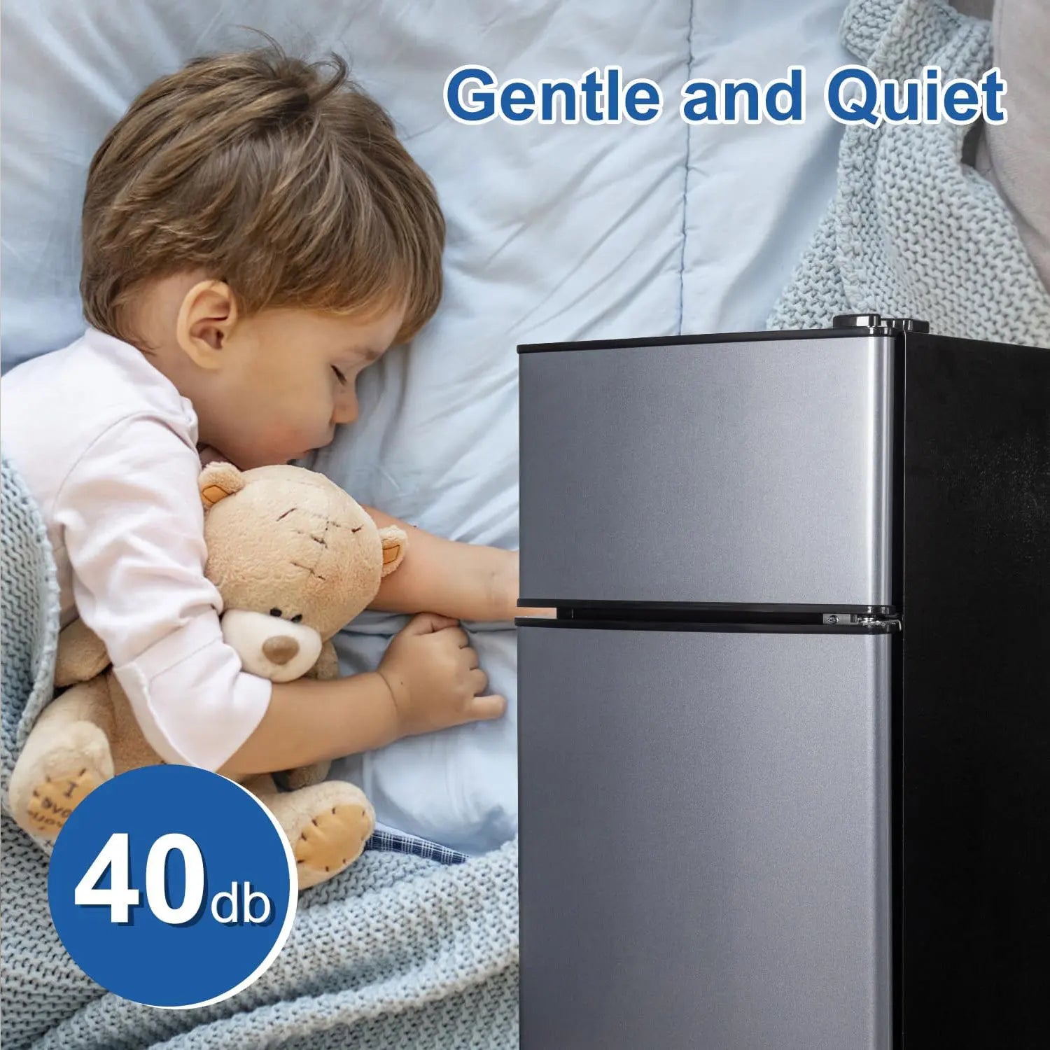 Moktan Sabai 2.9 Cu.Ft Mini Fridge with Freezer Small Energy-Saving Double Door Refrigerator