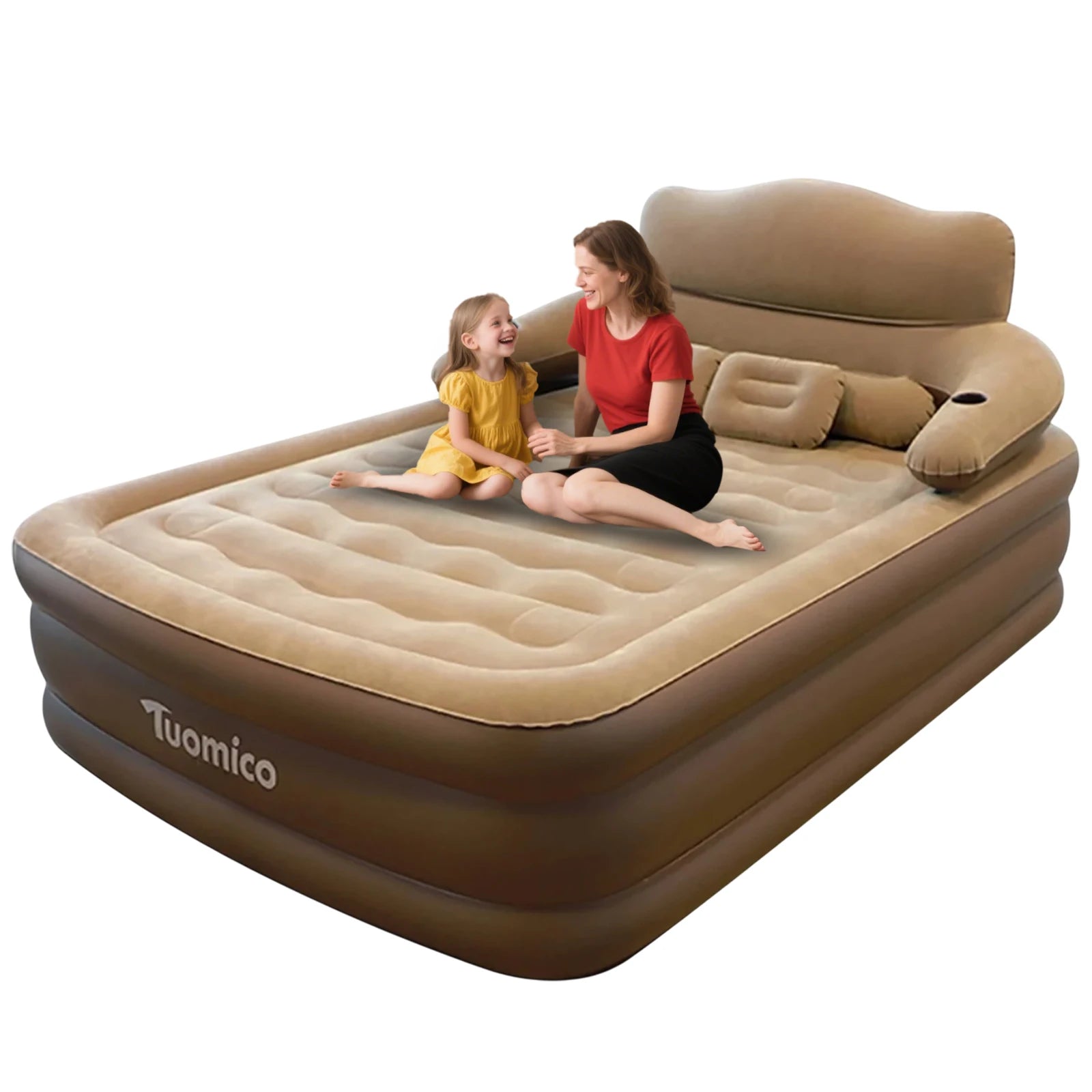 Moktan Sabai Air Mattress with Headboard Inflatable Bed Portable for Home Camping RV Travel