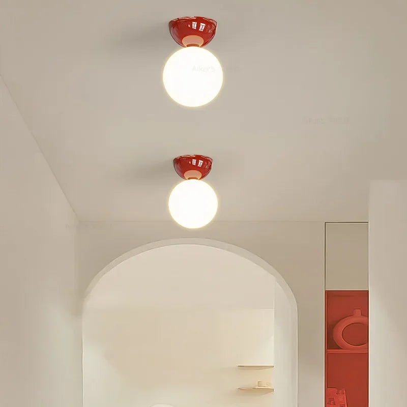 Moktan Sabai Bauhaus Dome Ceiling Light Cream Flush Mount Lamp for Hallway Balcony Entryway