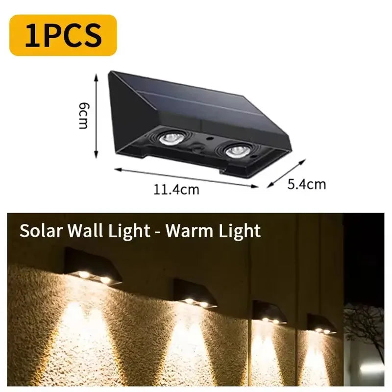 Moktan Sabai Solar Wall Light Outdoor – Waterproof LED Fence Lamp for Garden, Patio & House Sign 2 beads