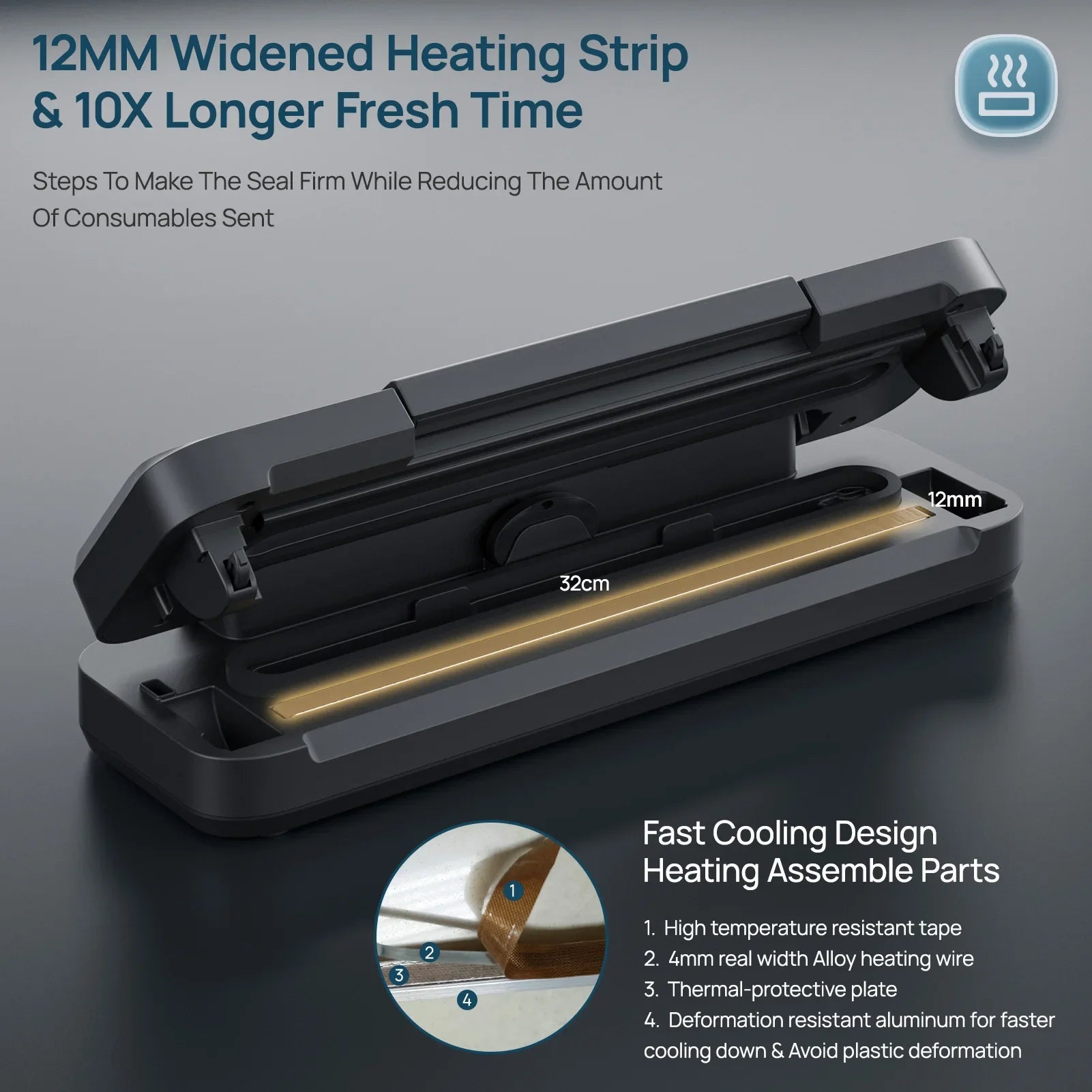 Moktan Sabai Vacuum Sealer Machine 80Kpa Sous Vide Food Saver Handle Type Multifunctional VH1506