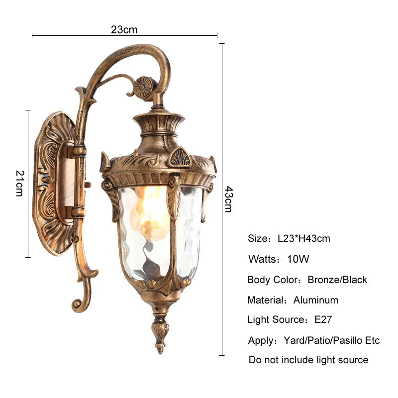 Moktan Sabai Europe Outdoor Wall Light Retro Garden Porch Lamp Waterproof E27 Balcony Fixture