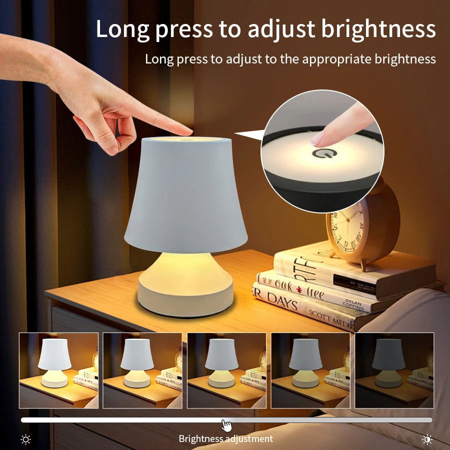 Moktan Sabai LumiNest | Rechargeable LED Desk Lamp with 3-Color Dimmable Bedside Light Decor