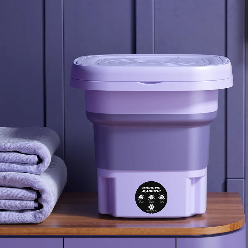 Moktan Sabai 8L Portable Foldable Mini Washing Machine with Spin Dryer for Socks Underwear PURPLE
