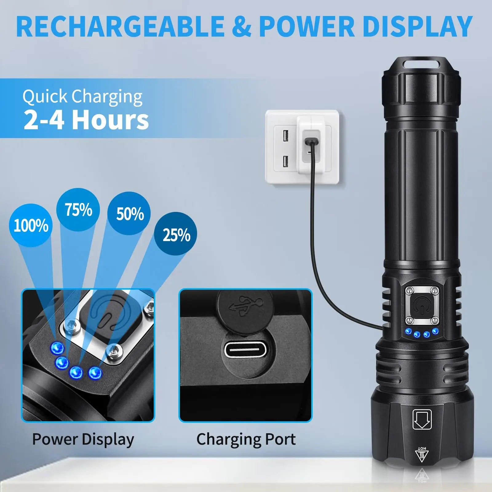Moktan Sabai Rechargeable High Lumen LED Flashlight Waterproof 5 Modes Bright Torch