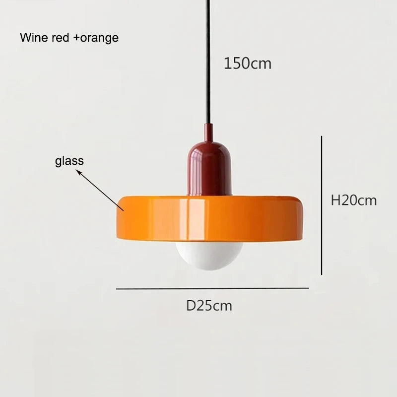 Moktan Sabai Nordic Bauhaus Glass Chandelier – Retro Dining Room Pendant Light for Living Room Orange 1 110V