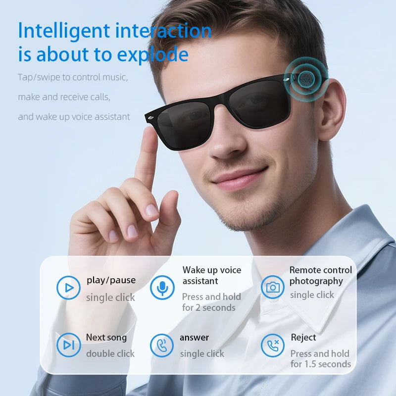 Moktan Sabai AI Smart Glasses Bluetooth Translation Sunglasses Call Headphones UV Protection