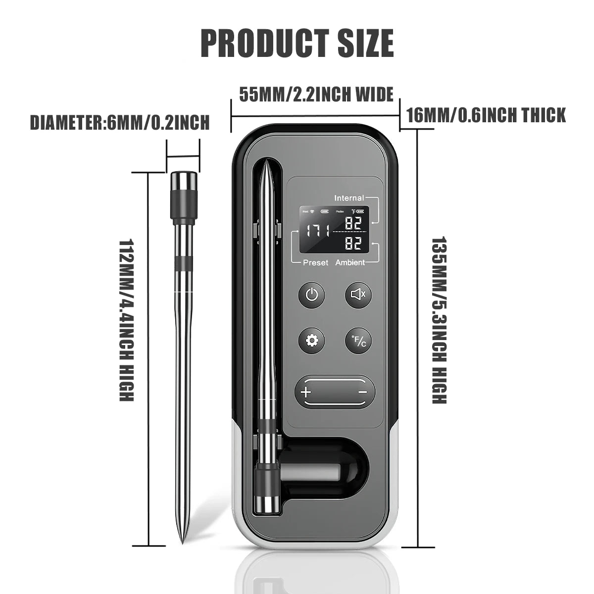 Moktan Sabai Smart Bluetooth BBQ Meat Thermometer Wireless Probe Grill Oven Alarm