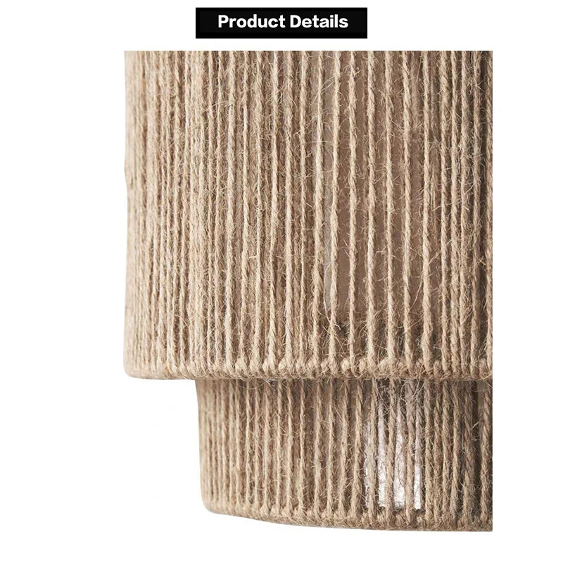 Moktan Sabai Vintage Rattan Wall Light E27 Handwoven Rope Sconce for Bedside Living Room