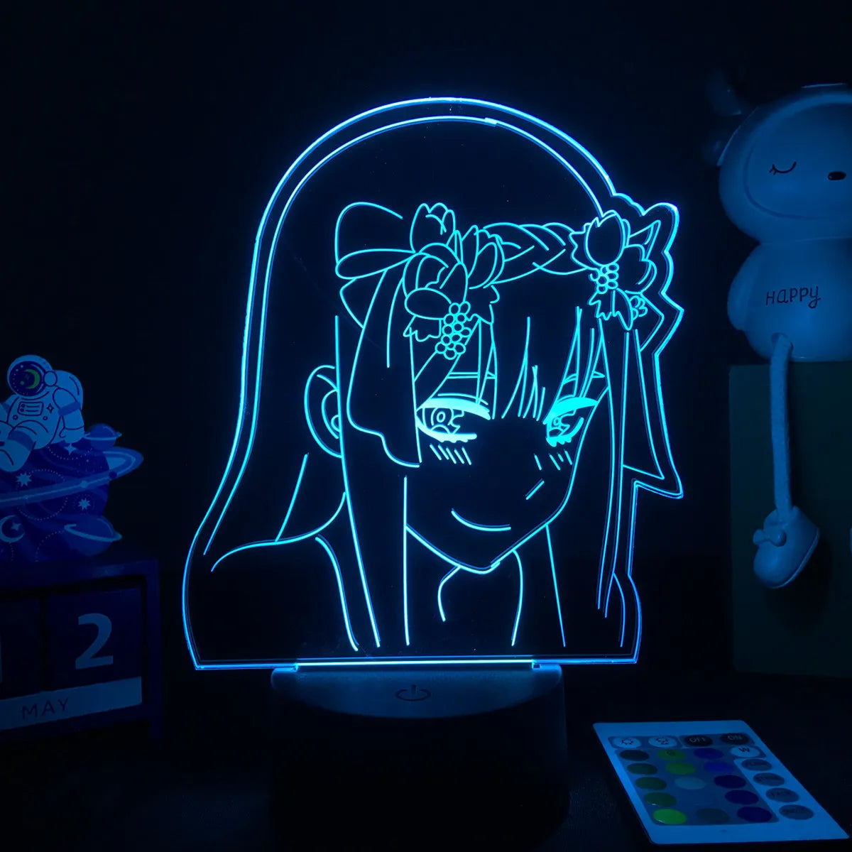 Moktan Sabai 3D Anime Girl LED Night Light 16 Color Illusion Bedside Bedroom Table Lamp FRANXX 04