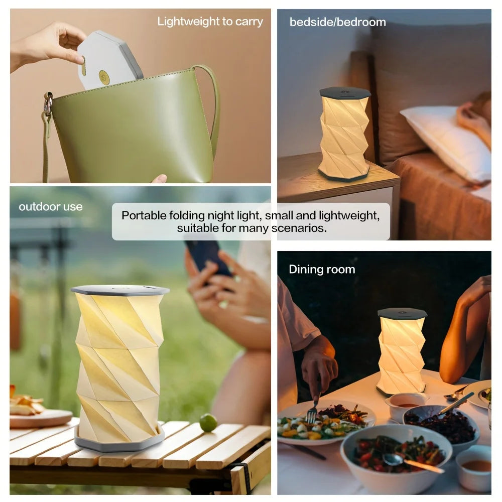 Folding Book Lamp Portable Paper Lantern Dimmable Night Light USB-C Table Lamp