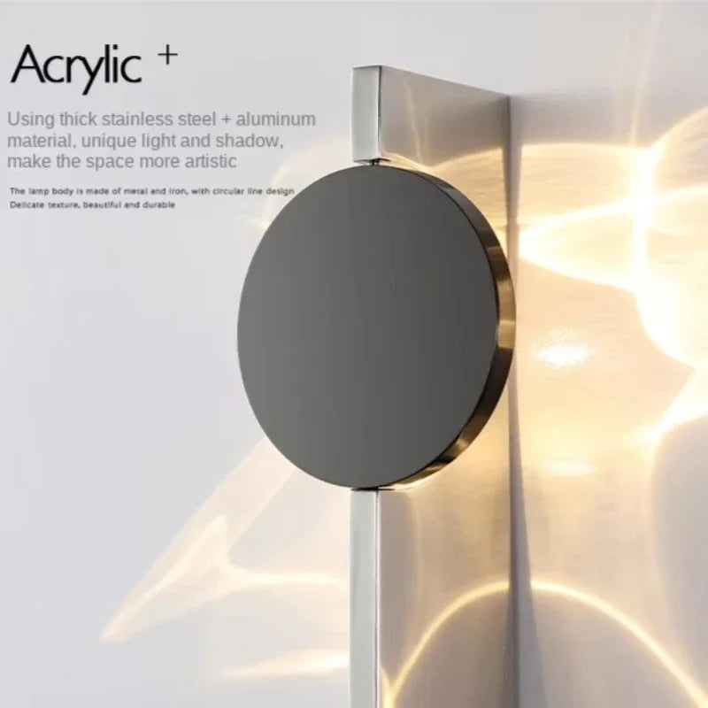 Moktan Sabai Stainless Rotatable LED Wall Sconce Creative Shadow Light Bedroom Bedside Stairs