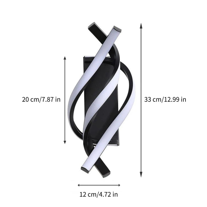 Moktan Sabai Curved Spiral LED Wall Lamp – Modern Light Fixture for Bedroom, Living Room, Hall