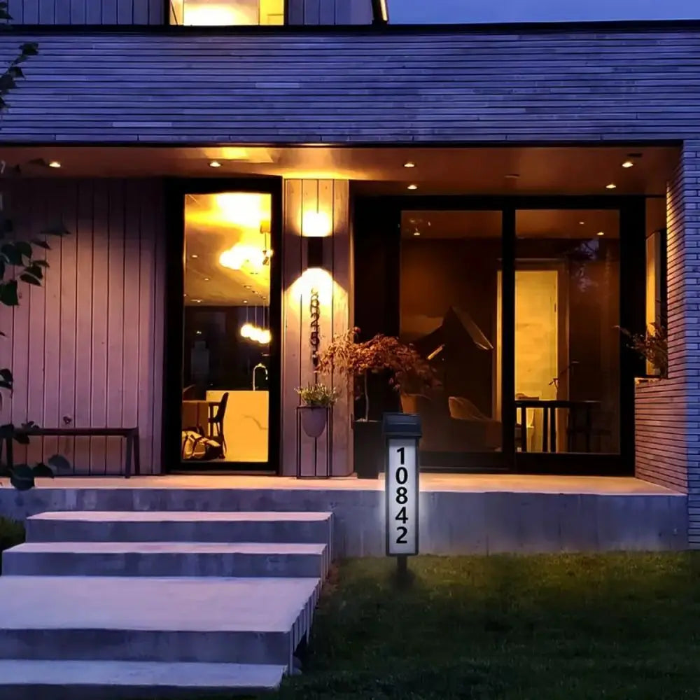Moktan Sabai Solar House Number Light LED Address Sign with Stake Outdoor Solar Powered Home