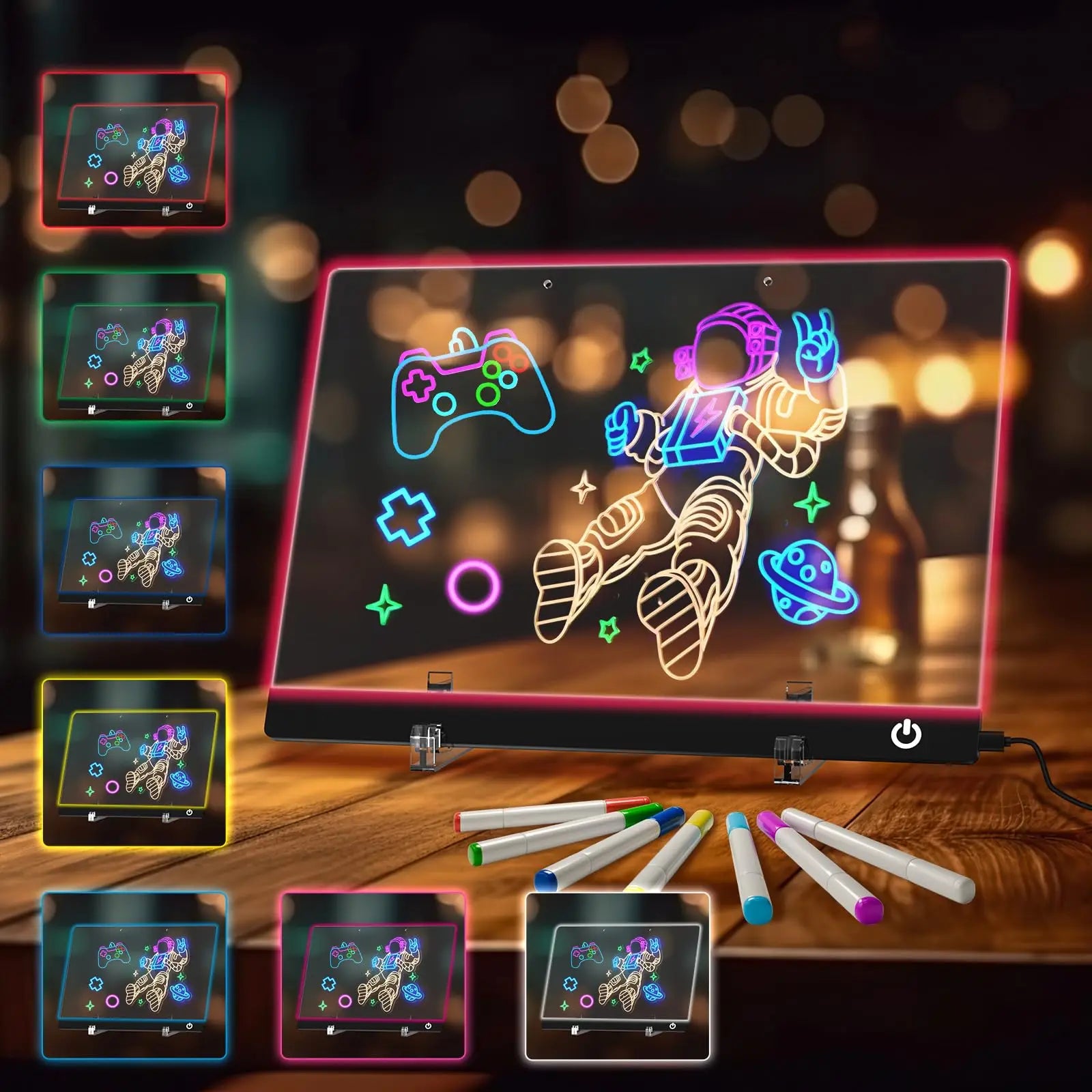Moktan Sabai LED Note Board Night Light – 7-Color Acrylic Message & Drawing Board Gift