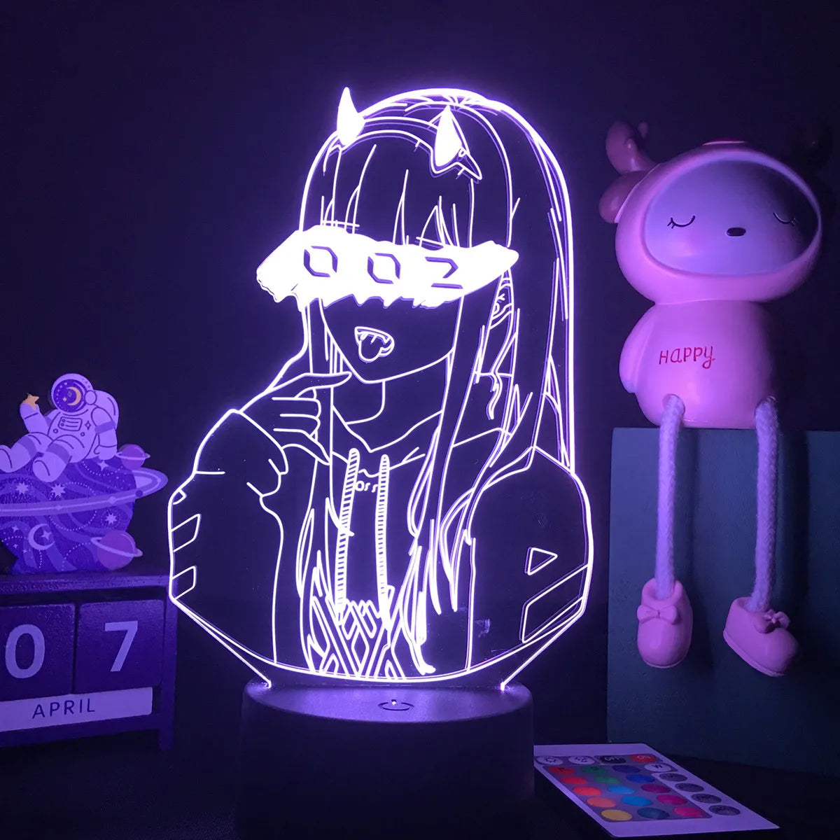 Moktan Sabai 3D Anime Girl LED Night Light 16 Color Illusion Bedside Bedroom Table Lamp FRANXX 05