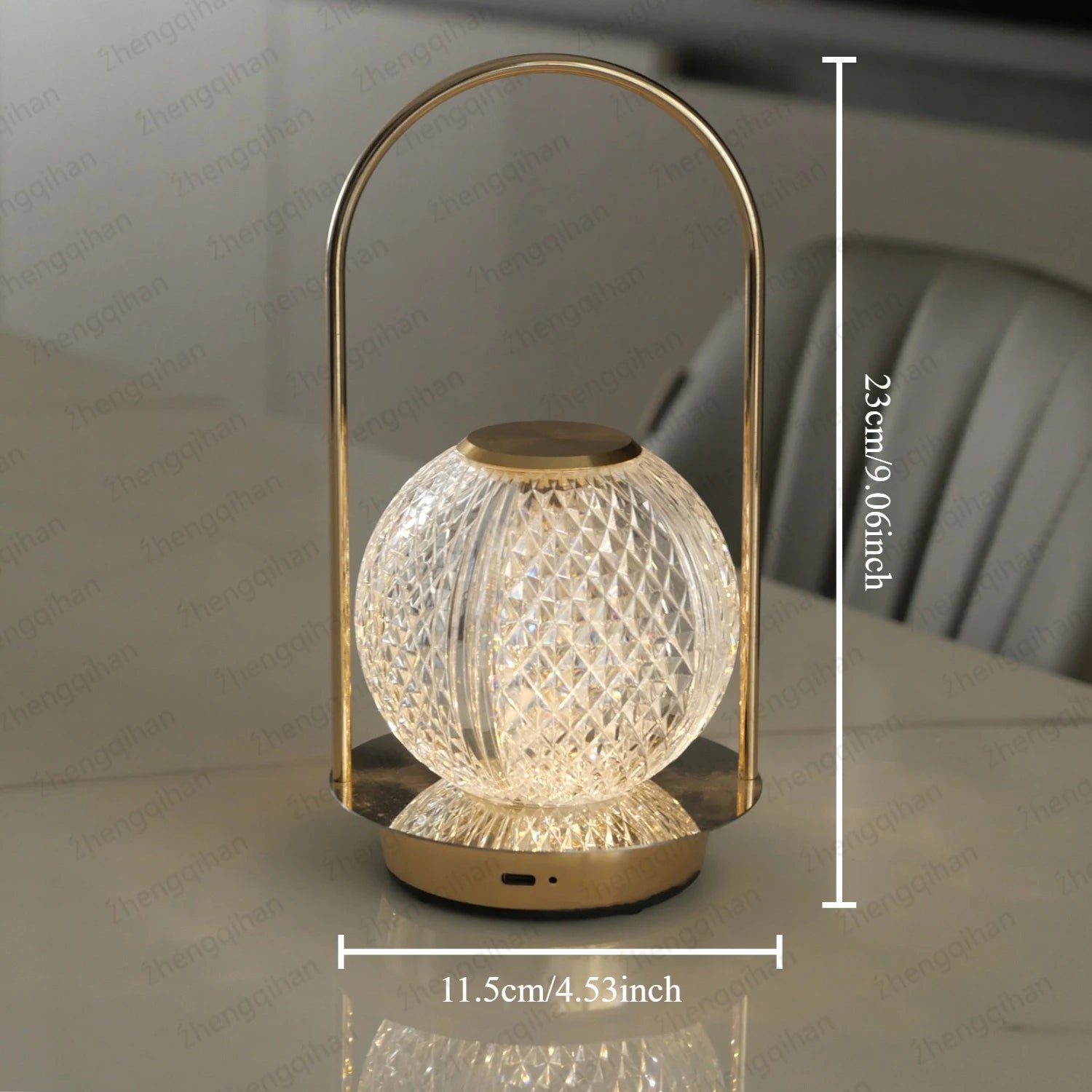 Moktan Sabai Wireless Crystal LED Table Lamp – Rechargeable Touch Night Light for Bedroom Bar