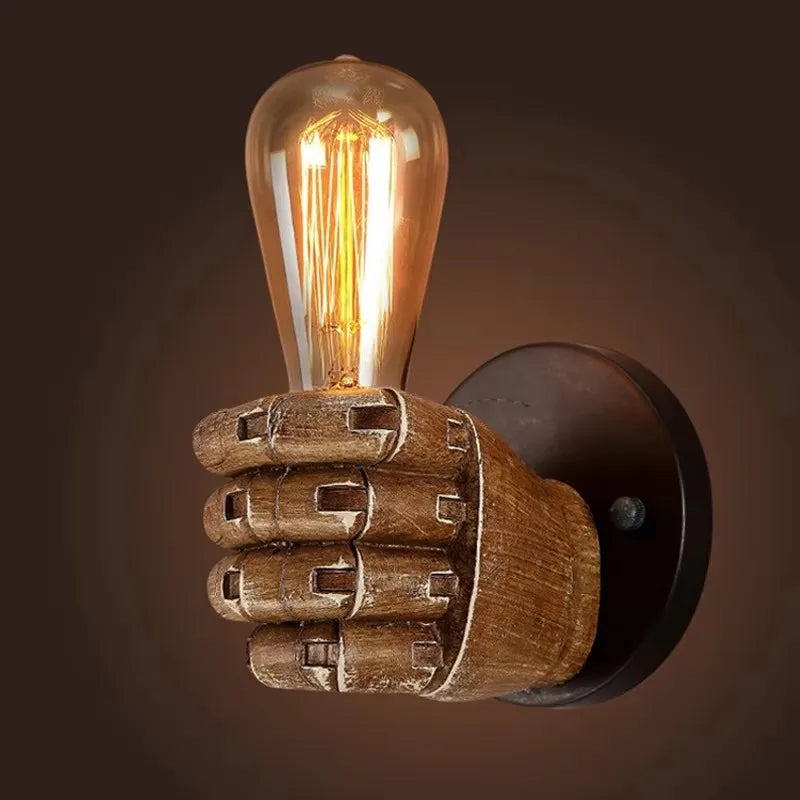 Moktan Sabai Resin Hand Wall Lamp – Left/Right Fist Sconce Light for Bar, Restaurant & Home Decor Left hand No bulb
