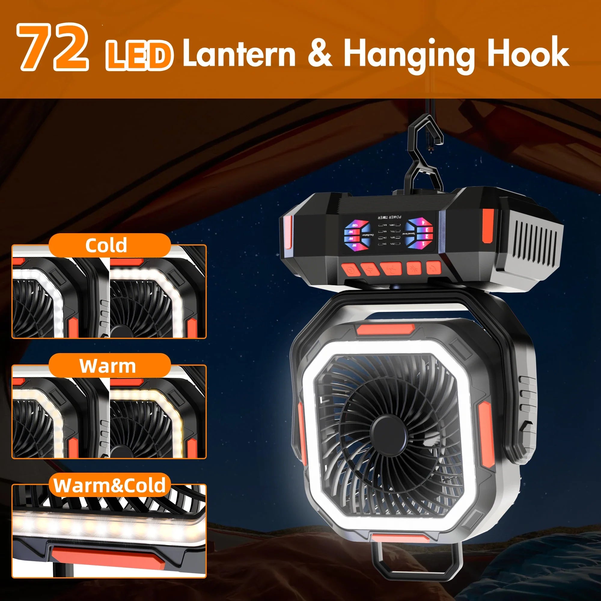 Moktan Sabai Outdoor Companion | Rechargeable Camping Fan with LED Light & Power Bank | Portable Battery Fan for Ultimate Outdoor Comfort