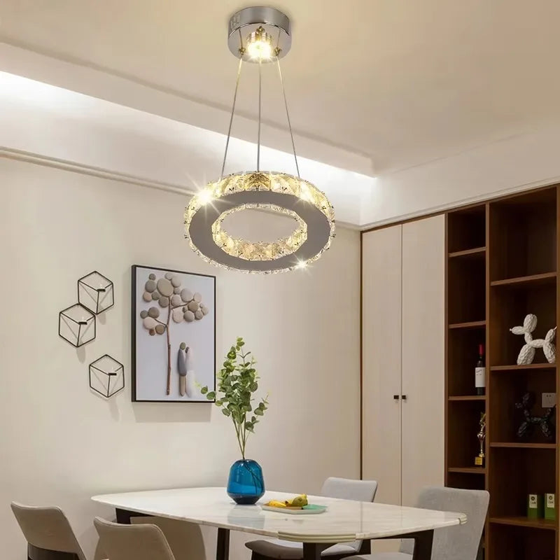Moktan Sabai Modern LED Crystal Pendant Light Single Hanging Lamp for Bedroom Home Decor